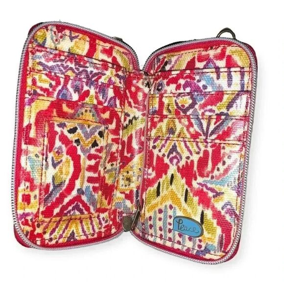 Sakroots Womens OS Red Artist Circle Vegan Zip Around Wallet - Picture 2 of 4